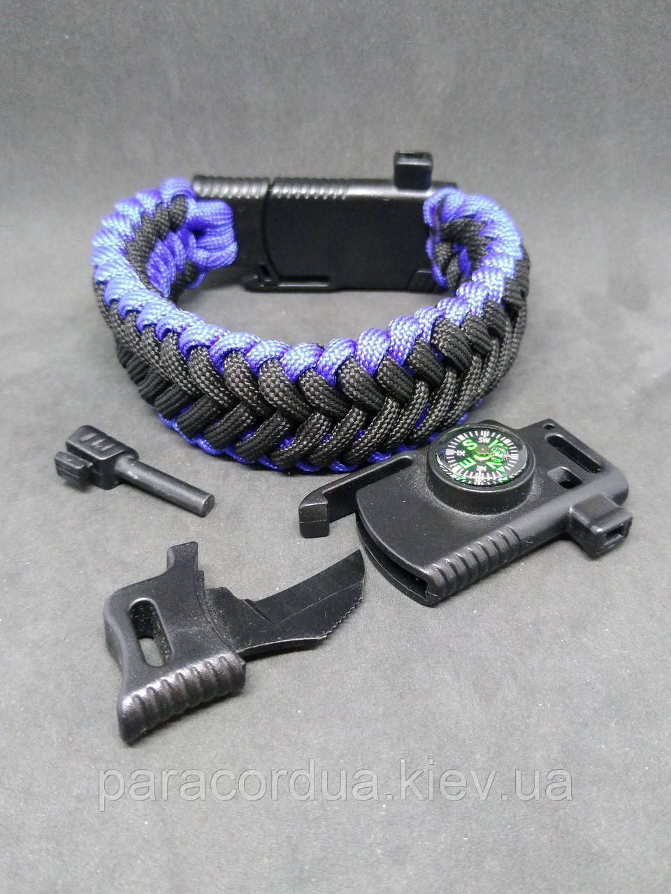 Браслет виживання з паракорда 6 в 1 з ножем, Skeleton"