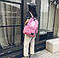 Жіночий спортивний рюкзак тканинний рожевий з білою смужкою, фото 8