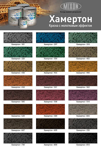 Фарба з молотковим ефектом сіра MIXON ХАМЕРТОН 101 0,75 л, фото 4