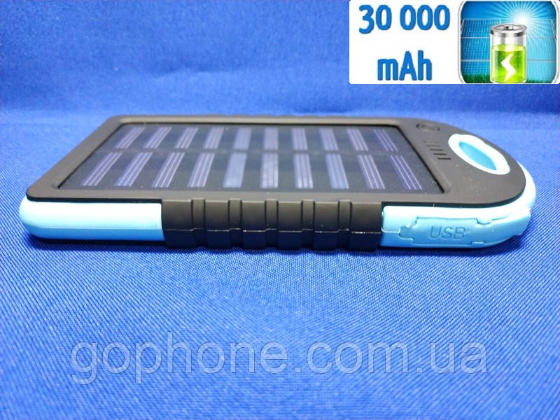 Power Bank Solar 30000mAh Blue + Ліхтарик