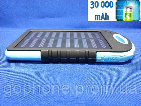 Power Bank Solar 30000mAh Blue + Ліхтарик, фото 2