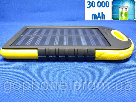 Power Bank Solar 30000mAh Yellow + Ліхтарик, фото 2