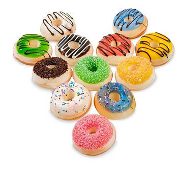 Набір з 12 декоративних десертів, магнітів Пончик QS-19