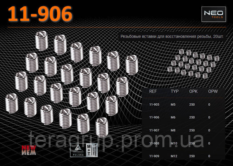 Ремонтний набір нарізних вставок M8, NEO 11-907