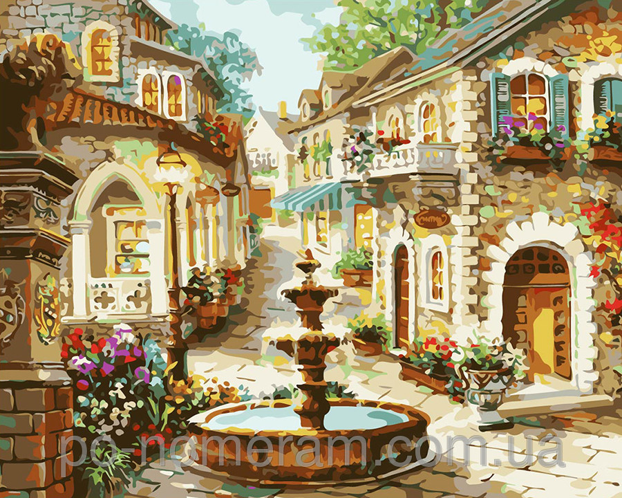Картина за номерами Menglei Площа фонтанів MG1113 40 х 50 см 950 місто