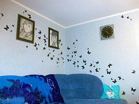 Об'ємні 3D метелики на стіну (шпалери) для декору (різнокольорові), фото 4