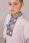 Вишиванка дитяча "Тризуб" для хлопчика, українська сорочка з жовто-блакитним орнаментом, фото 4