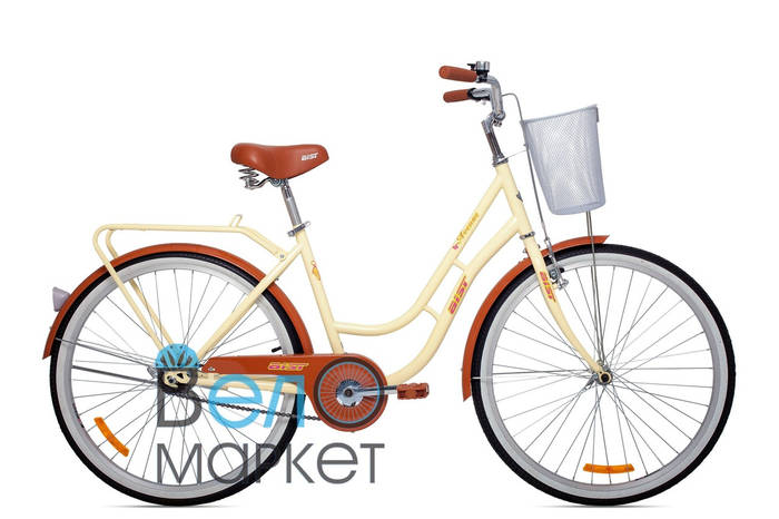 Велосипед AIST AVENUE 1.0 26" 17" женский городской с корзиной Бежевый ...