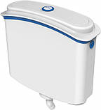 Зливний бачок пластиковий із кнопковим механізмом спуску води, з комплектом труб під'єднання, фото 2