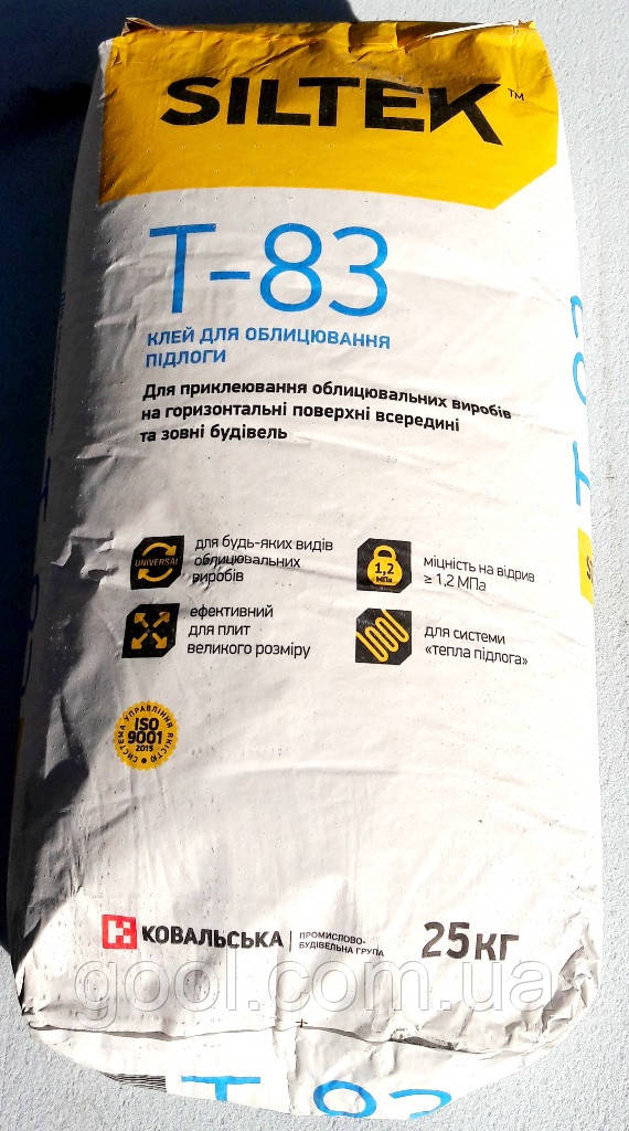 Клей Сілтек Т 83 (Siltek T-83) для плитки та каменю мішок 25 кг, фото 1