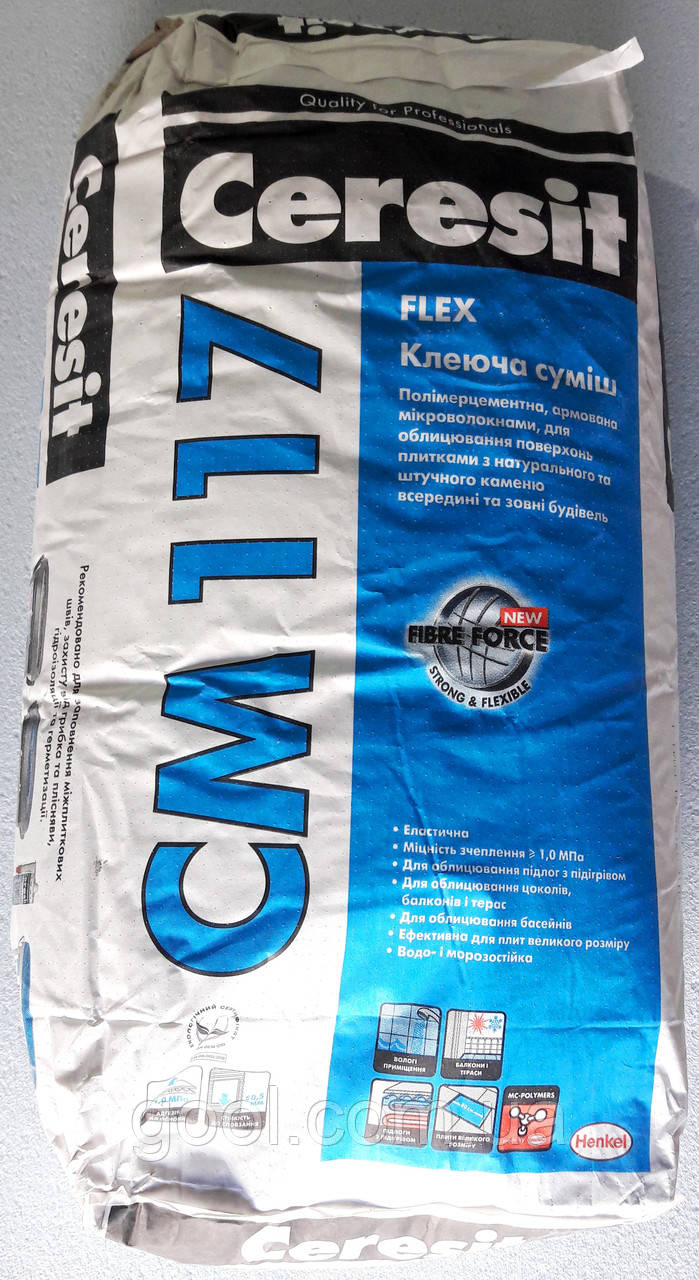 Клей Ceresit CM 117 FLEX для камня та плитки (Церезіт СМ 117) водяна тепла підлога 25 кг мішок