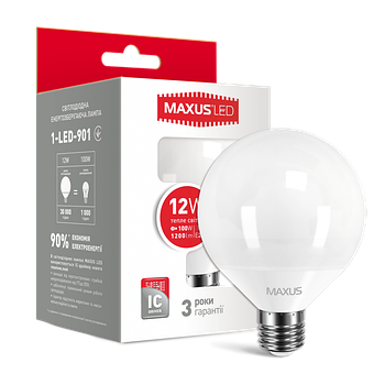 LED лампа MAXUS G95 12W 3000K 220V E27