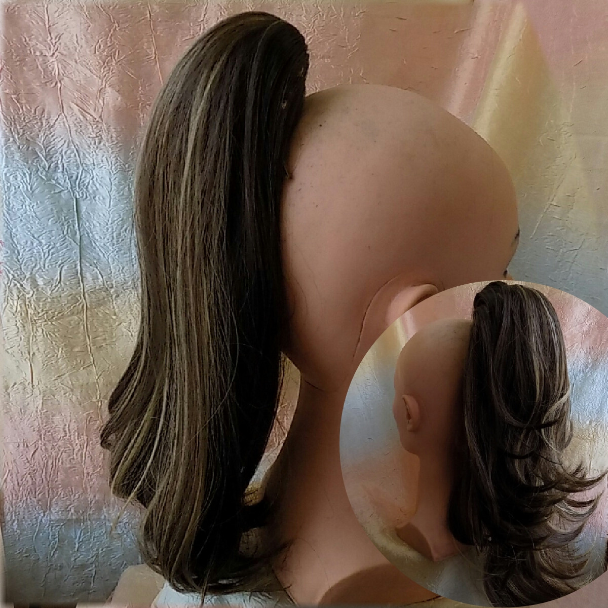 Хвіст шиньон двухсторонній прямий на крабі русявий с мелірованям ROSA-8Н124, фото 1