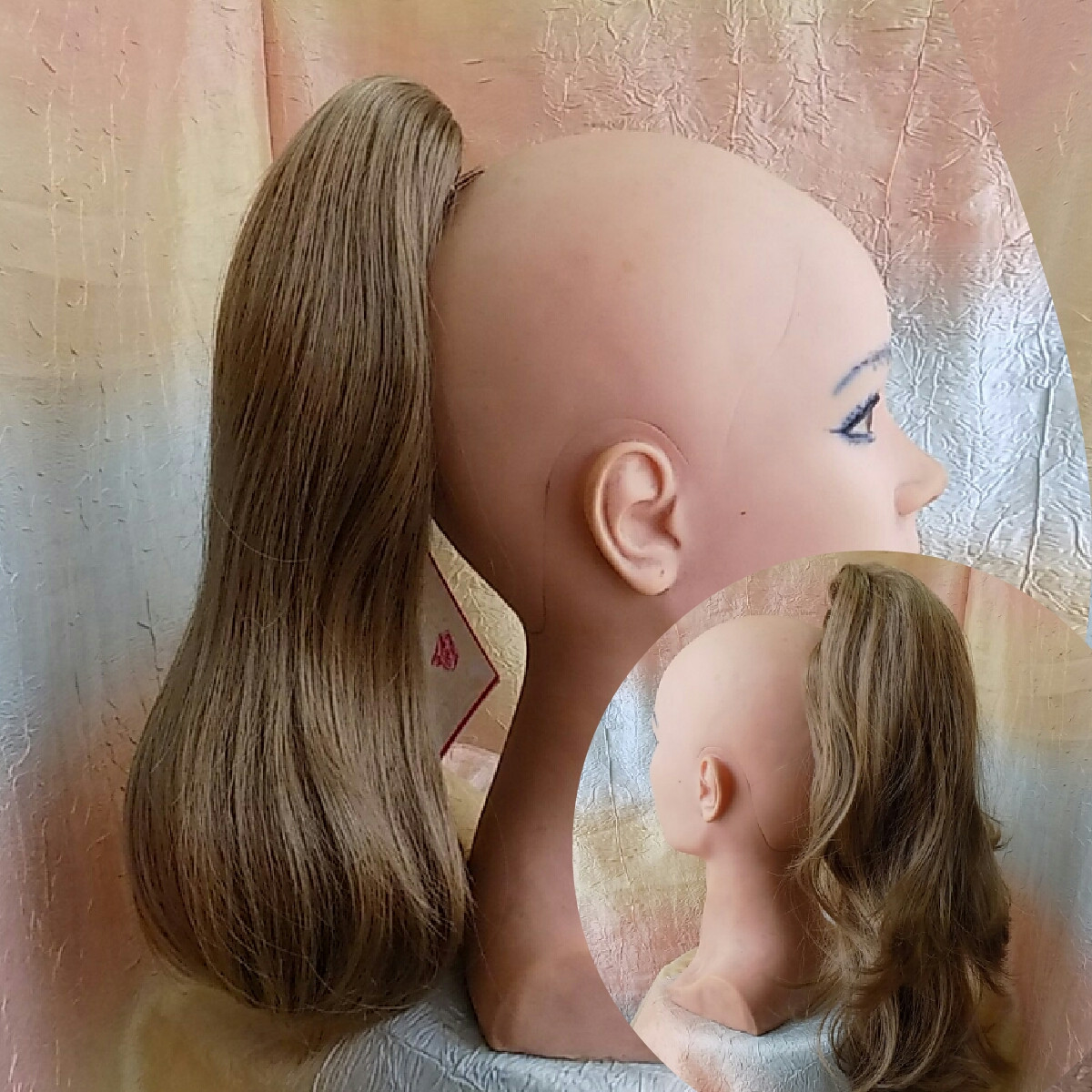 Хвіст шиньон двухсторонній прямий на крабі песочний ROSA-15, фото 1