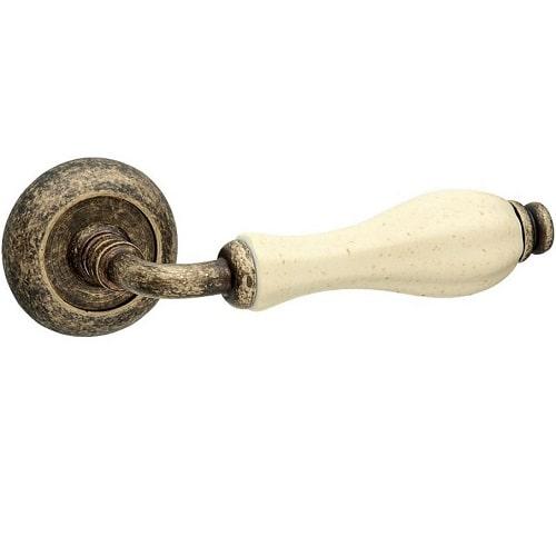 Дверна ручка Fimet Lady антична бронза/бежевий фарфор, фото 1