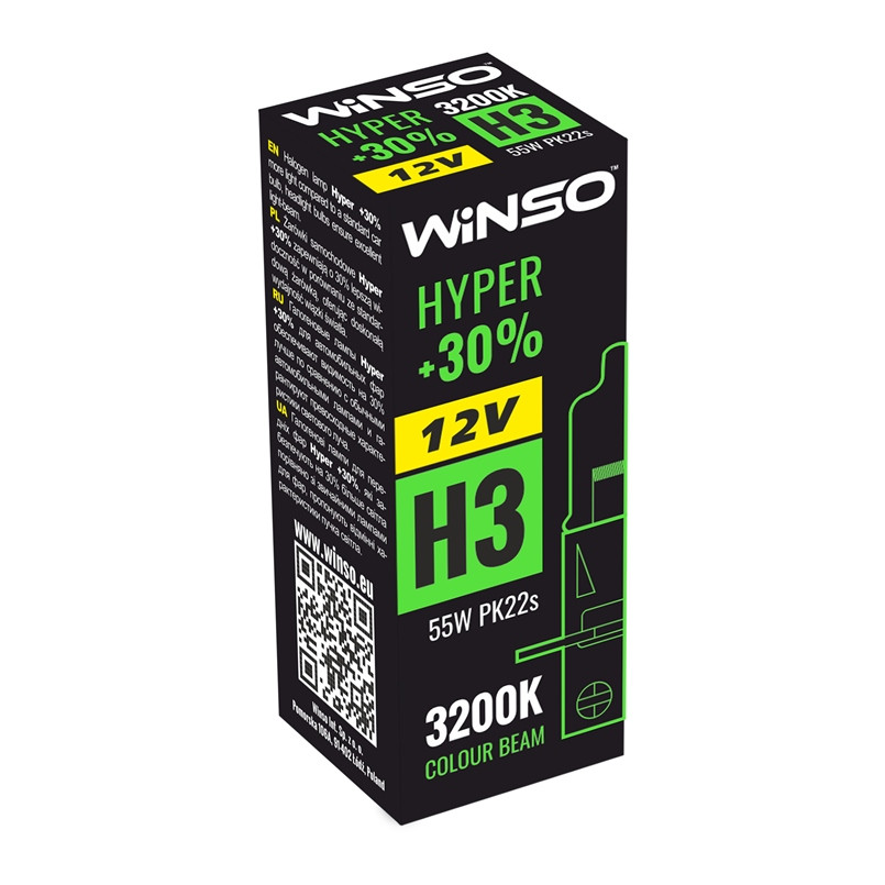 Автолампи Winso 12 V H3 HYPER +30% 55 W PK22s