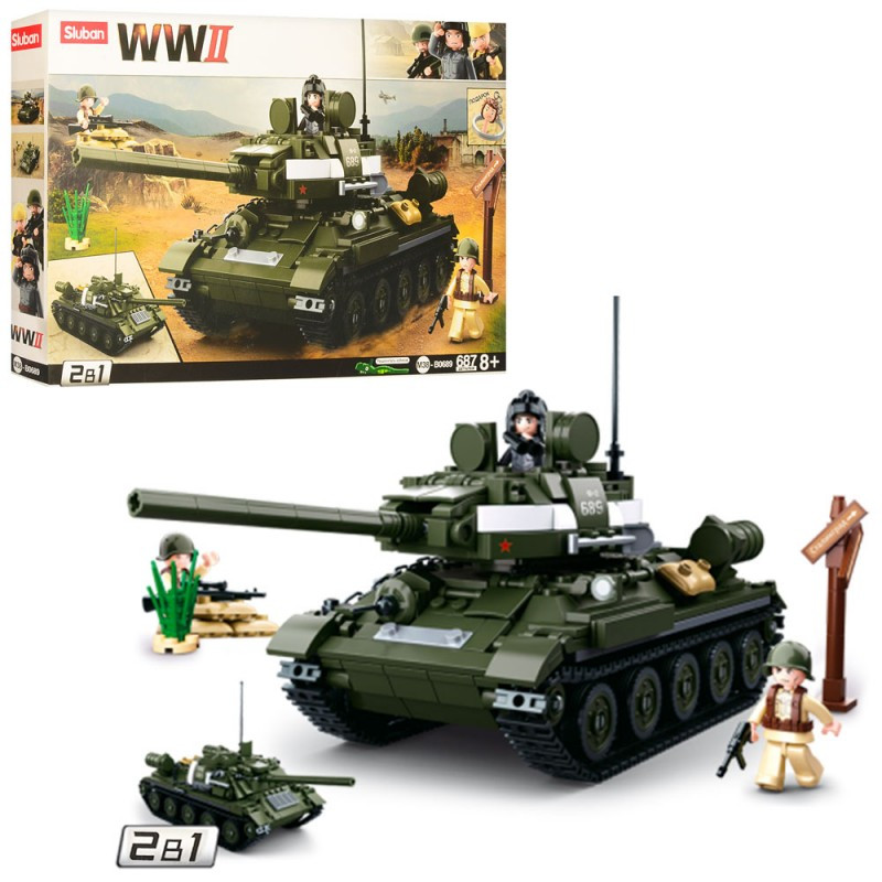 Конструктор SLUBAN Танк, M38-B0689, 687 деталей 2в1