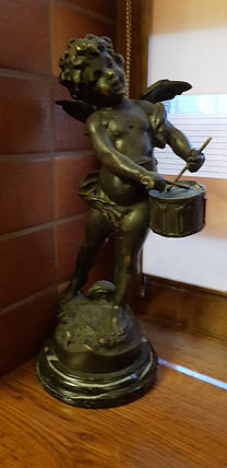 Статуетка Янголятко з барабаном бронза 1-я підлога.ХХ століття Бельгія, фото 2