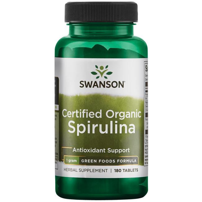 Swanson GreenFoods Formulas Certified Organic Spirulina USDA organic made in INDIA Спіруліна  500 мг, 180 таб