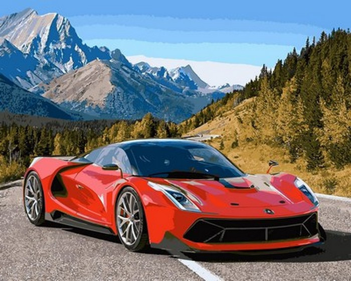 Рукітвор Картина за номерами (VP1028) Авто в горах, 40 х 50 см, DIY Babylon