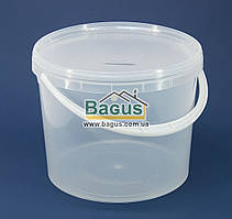 Відро 5 л із харчового пластику кругле з кришкою (прозоре)