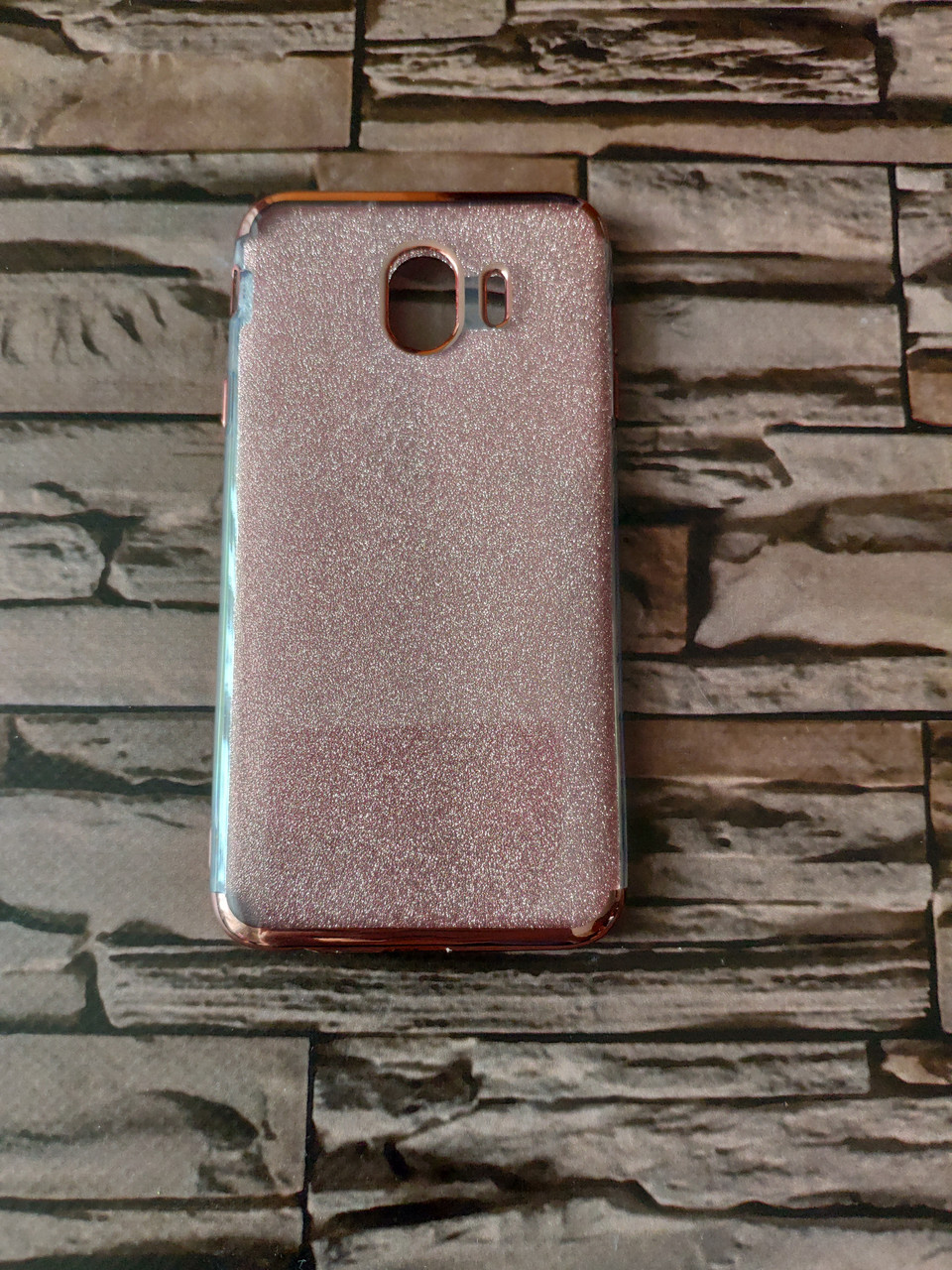 Чохол блискучий для Samsung J4 2018 / J400 рожевий обідок