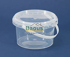 Відро 0,5 л із харчового пластику кругле з кришкою (прозоре)