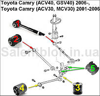 Сайлентблоки Toyota Camry30/40; (К-кт 12 шт.) задньої підвіски