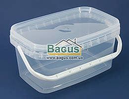 Ємність 3 л із харчового пластику прямокутна з кришкою (прозора) і ручкою
