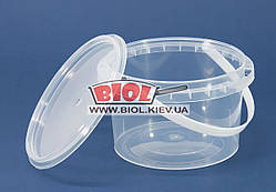 Відро 0,5 л харчове (ø11 см, h-7,5 см) пластикове кругле прозоре з кришкою і ручкою