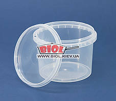 Стакан 0,35 л харчовий (ø9 см, h-7 см) пластиковий круглий прозорий із кришкою