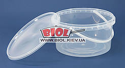 Відро 1,5 л харчове (ø16 см, h-9 см) пластикове кругле прозоре з кришкою і ручкою