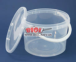 Відро 3 л харчове (ø18,5 см, h-14 см) пластикове кругле прозоре з кришкою і ручкою