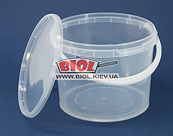 Відро 3,3 л харчове (ø18,5 см, h-15 см) пластикове кругле прозоре з кришкою і ручкою