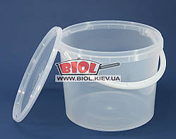 Відро 5 л харчове (ø21 см, h-17,5 см) пластикове кругле прозоре з кришкою і ручкою