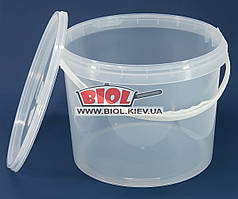 Відро 10 л харчове (ø27 см, h-22 см) пластикове кругле прозоре з кришкою і ручкою