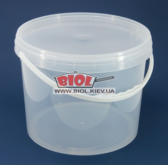 Ведро 10л пищевое (ø27см, h-22см) пластиковое круглое прозрачное с ...