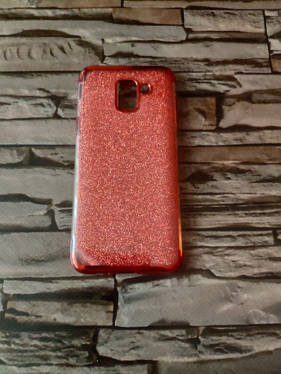 Чохол блискучий для Samsung A8 Plus 2018 червоний обідок