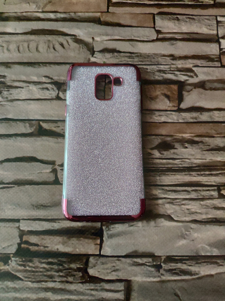 Чохол блискучий для Samsung A8 Plus 2018 бузковий обідок