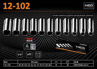 Головки сменные ударные длинные 1/2", 10-24 мм, набор 11 шт, NEO 12-102