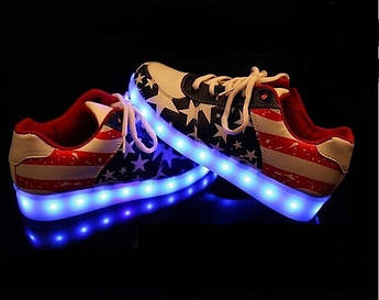 LED кросівки, що світяться, з підсвіткою "Америка" зі світними підошвою 35,41р