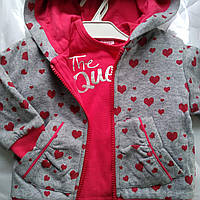 Дитячий бавовняний костюм "Сердечка" для дівчинки на рік. розмір 80