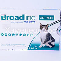 Бродлайн (Broadline) Спот-Він від внутрішніх та зовнішніх паразитів для котів вагою 2,5-7,5 кг, ціна за 1 піпетку