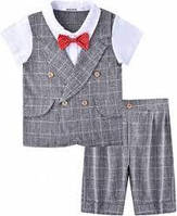 ZOEREA baby boy костюм 2 шт джентльмен одежда с короткими рукавами с бабочкой