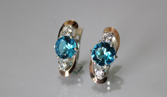 Срібні сережки з золотими вставками, фото 1