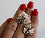 Срібні сережки з золотими вставками, фото 4