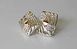 Срібні сережки з золотими вставками, фото 3