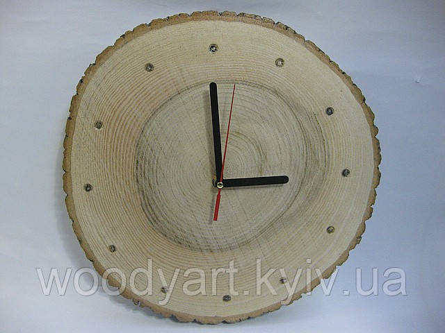 Настінний годинник з дерева "зріз круглий", фото 1