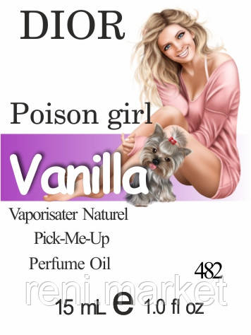 Парфумерна олія (482) версія аромату Крістіан Діор Poison girl — 15 мл композит у ролоні