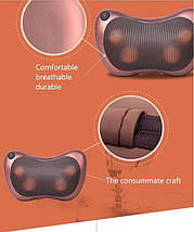 Масажна подушка 3 рівня Massage pillow QY-8028 для шиї, плечей і спини автомобільний роликовий масажер 2 в 1, фото 4